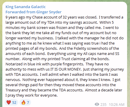 tweedledee1111's tweet image. 9 years ago my Chase account of 32 years was closed. I transferred a large amount out of my TDA into my savings account. Within 5 minutes my bank screen was frozen and they called me.
