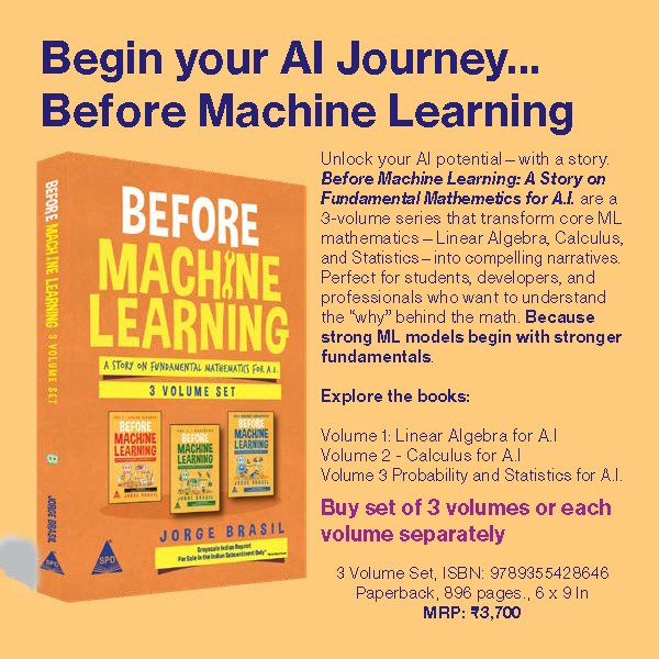 shroffpub's tweet image. ⚡ Begin your AI Journey with Before Machine learning Series by Jorge Brasil ⚡
** Order now **
shroffpublishers.com/jorge-brasil-e…
@theMldepot
#linearalgebra #calculus #probability #statistics #machinelearning #artificialintelligence #shroffpublishers