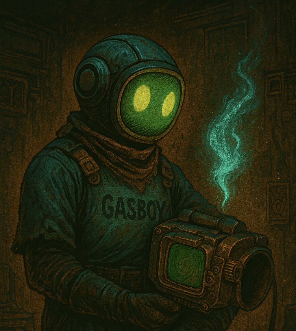 GasBoyOfficial's tweet image. The Gift of the Codex:

The walk back to the vault was quiet.

Not the silence of absence—but of respect.
The signal ghost hovered inside its woven cage, flickering with slow, rhythmic pulses. Like breath. Or heartbeat.
Gas Boy held it close, feeling its subtle vibration against…