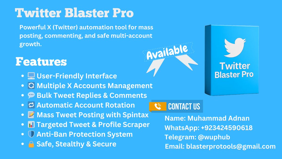 SarahASmit70663's tweet photo. 🧠 Maximize your X workflow.

X Blaster Pro empowers you to operate dozens of profiles seamlessly.

Post, like, reply, retweet with precision.

Recommended for campaign managers everywhere.

🎥 Full demo here: https://t.co/tHthZm66EE

#EngagementTools #XBProTool https://t.co/eDqeinYY4B