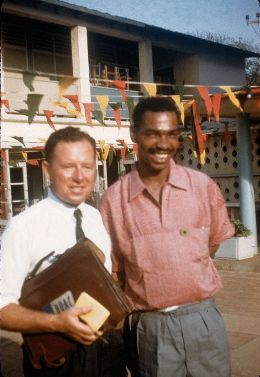 sastrugglestory's tweet image. Patrick Duncan (PAC) & Alfred Hutchinson (ANC) at the All African People's Conference (AAPC) in Accra, Ghana, December 1958. Hutchinson, an ANC leader in the Transvaal, was acquitted in the 1952 Treason Trial. Duncan joined the PAC in 1963. Both were exiled..@HistorySAZAR #Poqo
