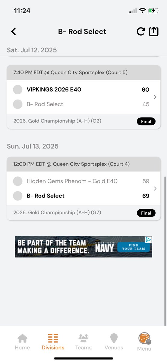 <a href="/brodselectAAU/">B-Rod Select</a> 2026 finished 2–2 this past weekend at the Ballin Under 1 Roof down in Cincinnati, OH. Not the outcome we had hoped for but we look to get back at it this week down In Columbus, OH. 
#ballinunder1roof