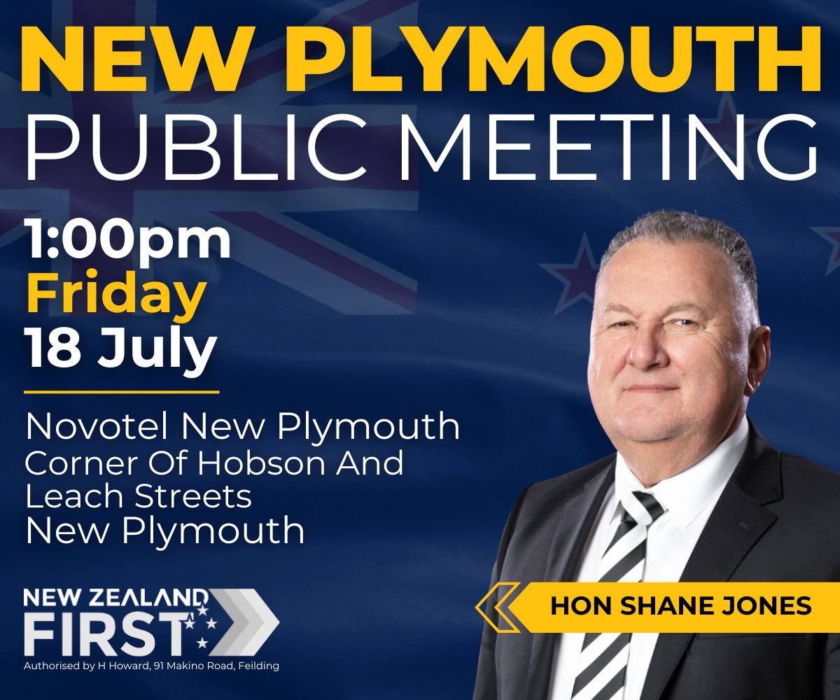 mangonui08's tweet image. 18th of July, 1pm, Novotel, New Plymouth, Taranaki. Come along to my public meeting. RSVP: nzfirst.nz/new_plymouth_p…
