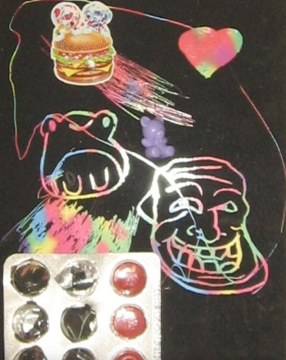 nnHirsch's tweet image. More of the source images i used to create A(nn)i. i explored all the different surfaces they make for kids to do fun drawings with and i layered my daughter&apos;s drawings with my own and added stickers and other objects that i thought the ai would have fun with