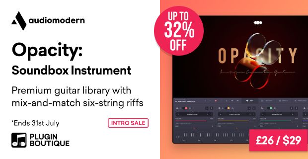 PIBJapan's tweet image. 【Audiomodern Opacity: Soundbox Instrument Intro Sale】
セール期間:7月31日まで
割引率:最大32%OFF
🔥注目ポイント🔥
Opacity:プロフェッショナルなギターパフォーマンスを組み合わせるプレミアムライブラリ…