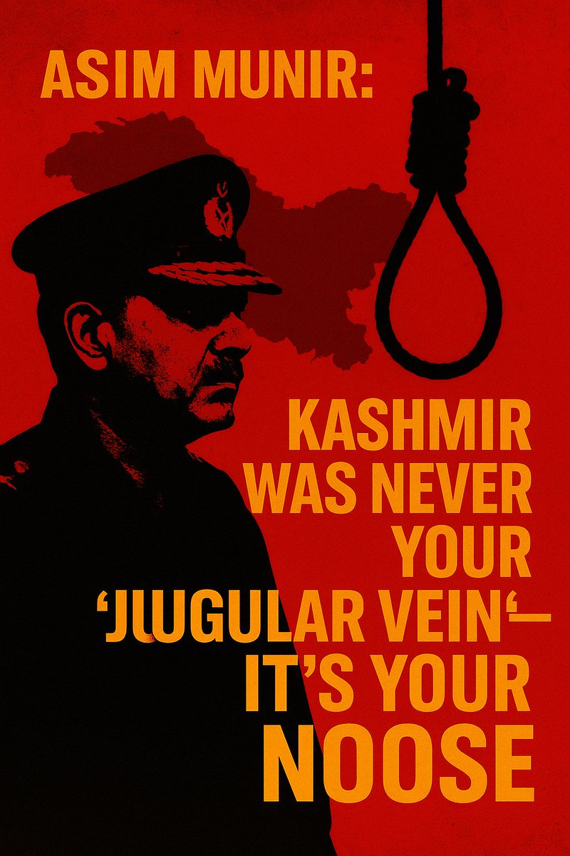 Asim Munir: Kashmir Was Never Your “Jugular Vein” — It’s the Rope Tightening Around You.

I write this as a Kashmiri — to expose Field Marshal Asim Munir’s lies. His speeches echo louder than his truths. Let’s dismantle his Kashmir delusion — point by point. (1/12)