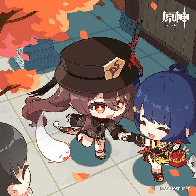 #原神_キャラ生誕祭 【#胡桃生誕祭2025】 「胡桃～!よっ、本日の主役ってことで、そろそろ休憩にしない?日光浴しながら美味しいものを食べようよ!」 「お～、何だか遠足みたいだね!何が出てくるか期待しちゃう!」