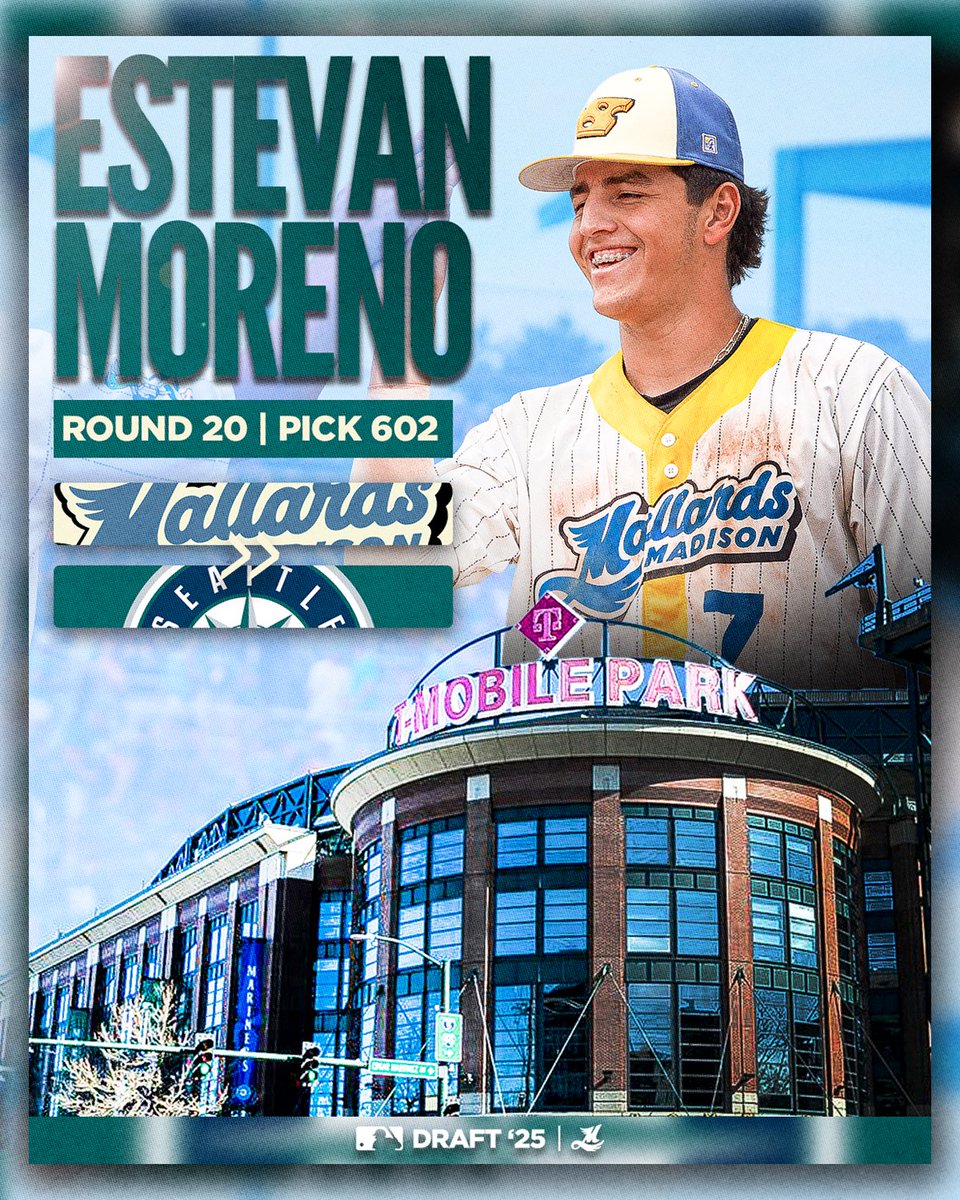 MadisonMallards's tweet photo. No Luck Needed ☘️

Estevan Moreno (@Estevan_03) gets drafted by the @Mariners 🔱

In 36 career games, he collected 26 hits and a pair of home runs 🦆✌️

Congratulations, Estevan! https://t.co/crgEgGuK6j