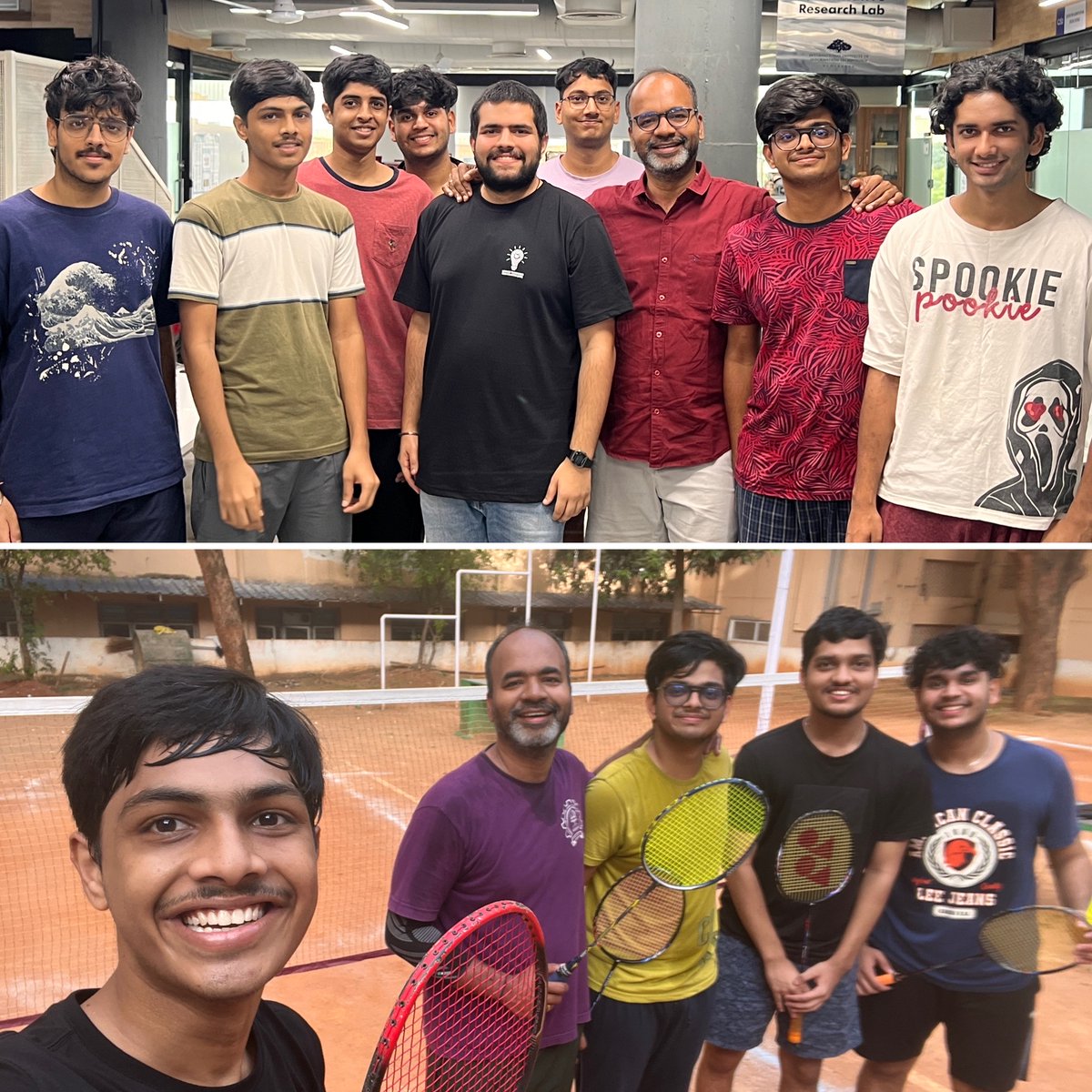 ponguru's tweet image. Thanks @bhavyajeet29 for reaching out and stopping by! ๐ Catching up with alumni is always such a delight, especially in-person! ๐โจ #IIITHStudentsRock #ProfGiri #AlumniLove
๐ธ Research group (a.k.a. Family) that plays together, stays together! ๐ธ#Badminton /c @precogatiiith