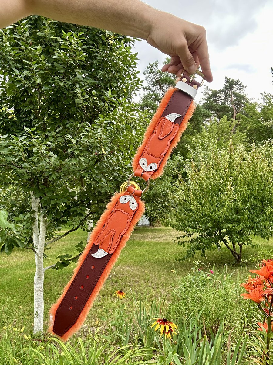 Sigida_plushies's tweet image. Collar with foxes and soft inner lining🦊