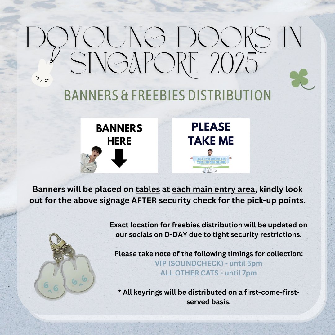 D-1 to DOYOUNG 'DOORS' in SG🚪🩵

Doppus, are we ready?!?!

It's almost time, TOMORROW is the day we meet DOYOUNG 😍

Here’s a quick checklist to make sure we are all set ✅

See you guys tomorrow, SINGzennies!! 🫶🏻

#DOYOUNG_Doors #DOYOUNG_Doors_SINGAPORE 
#DOYOUNG #도영 #도어스