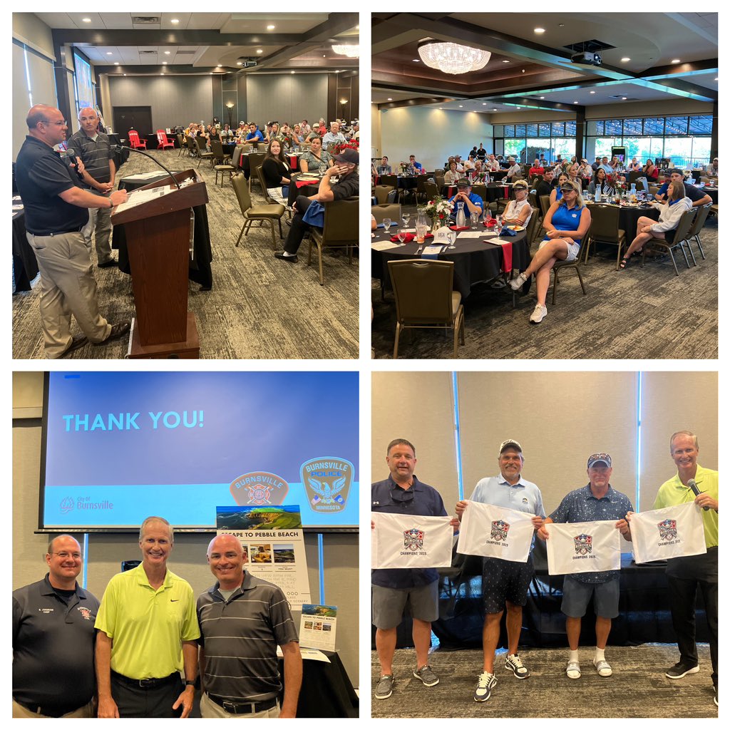 thauserkstp's tweet image. A great night raising money for Burnsville Police and Fire Foundation. Burnsville Fire Chief BJ Jungmann and Deputy Police Chief Matt Smith talked about how the two departments have grown closer since two police officers and one firefighter/paramedic were shot to death in 2024 🙏