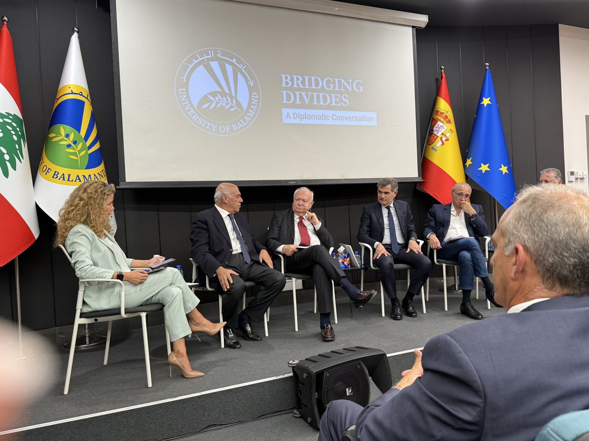 nsaad777's tweet image. In Beirut, the High Representative @UNAOC, USG Miguel Moratinos participated in a thought-provoking routable discussion sharing the stage w Mr. Fares Boueiz , frmr Minister of Foreign Affairs, Mr. Alain Tabourian, frmr Minister of Energy, Dr. Elias Warrak, Pres of Balamand Univ/2