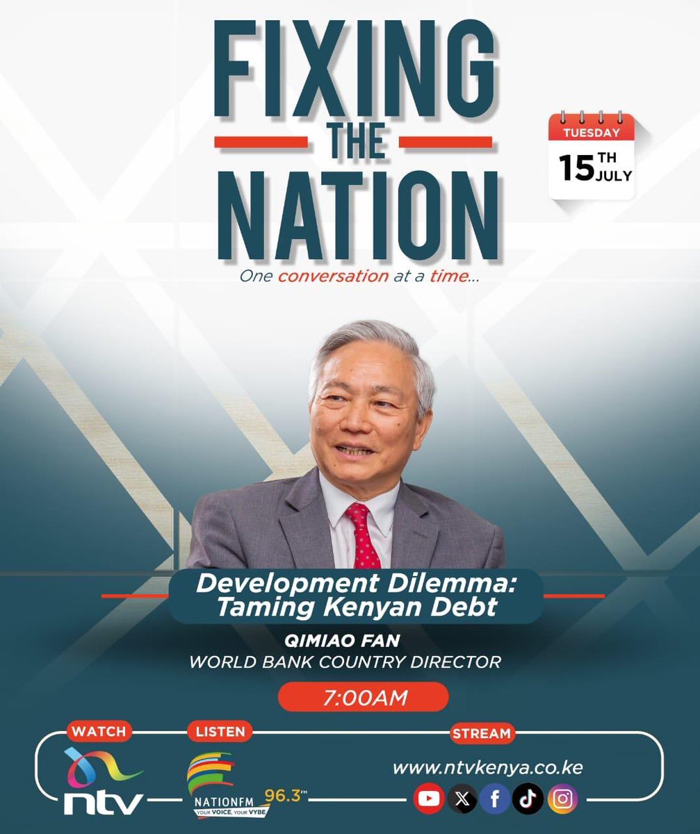 WorldBankKenya's tweet image. Happening Now: @WorldBank Division Director for Kenya, Rwanda, Somalia, Uganda, Qimiao Fan on Fixing the Nation.
@ntvkenya