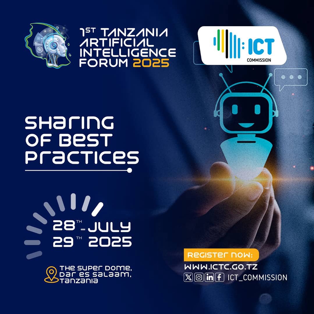 #TanzaniaAIForum2025 brings together key actors across sectors to exchange ideas and co-create inclusive solutions for Tanzania.

Let’s shape the future together.

Register now: ictc.go.tz
#TanzaniaAIForum2025