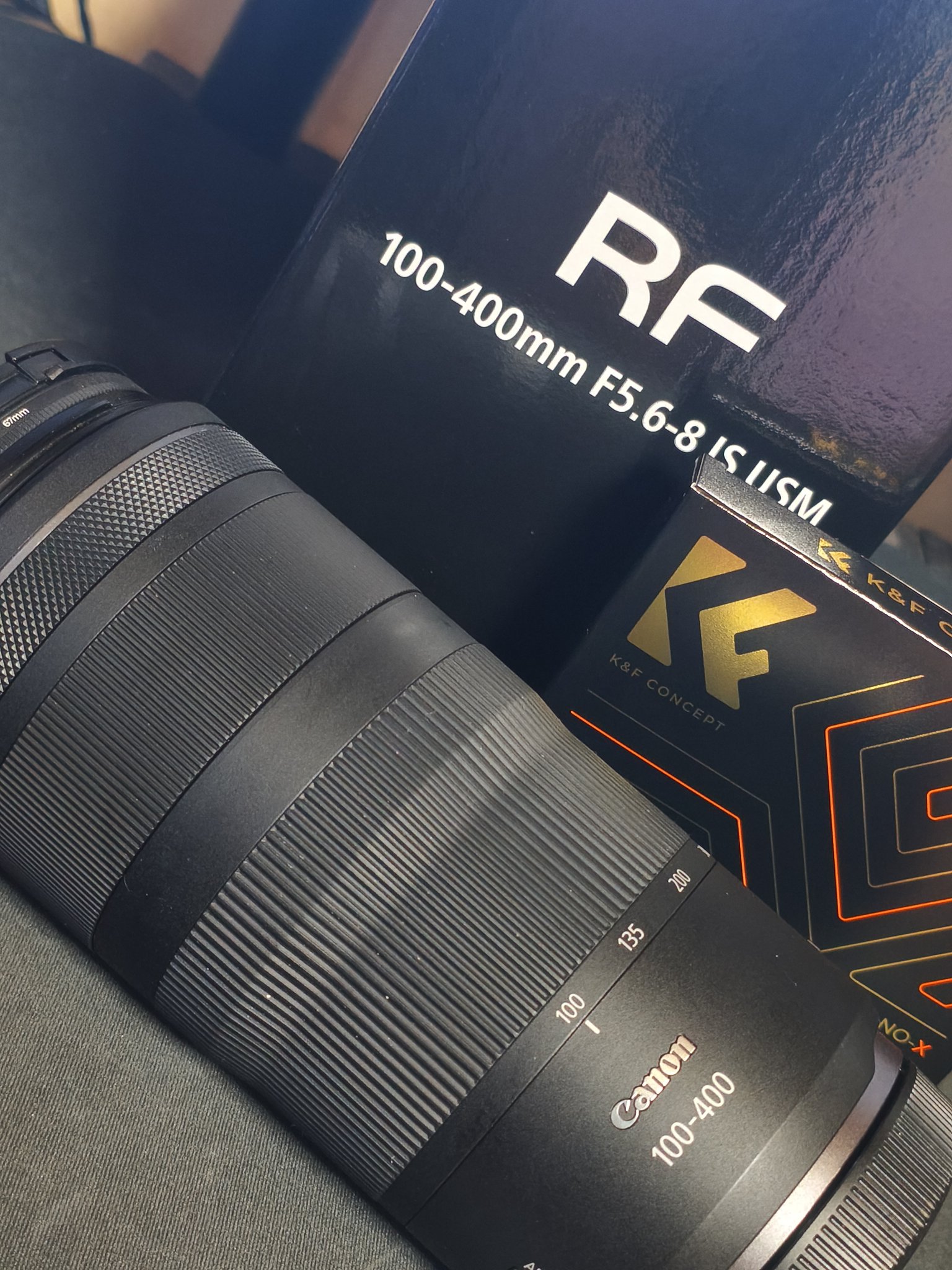 CanonEF28mmF2.8 IS USM PLフィルター、フード、ケース付き Canon RF 28mm F2.8 レンズへのクラシックレンズフード取付