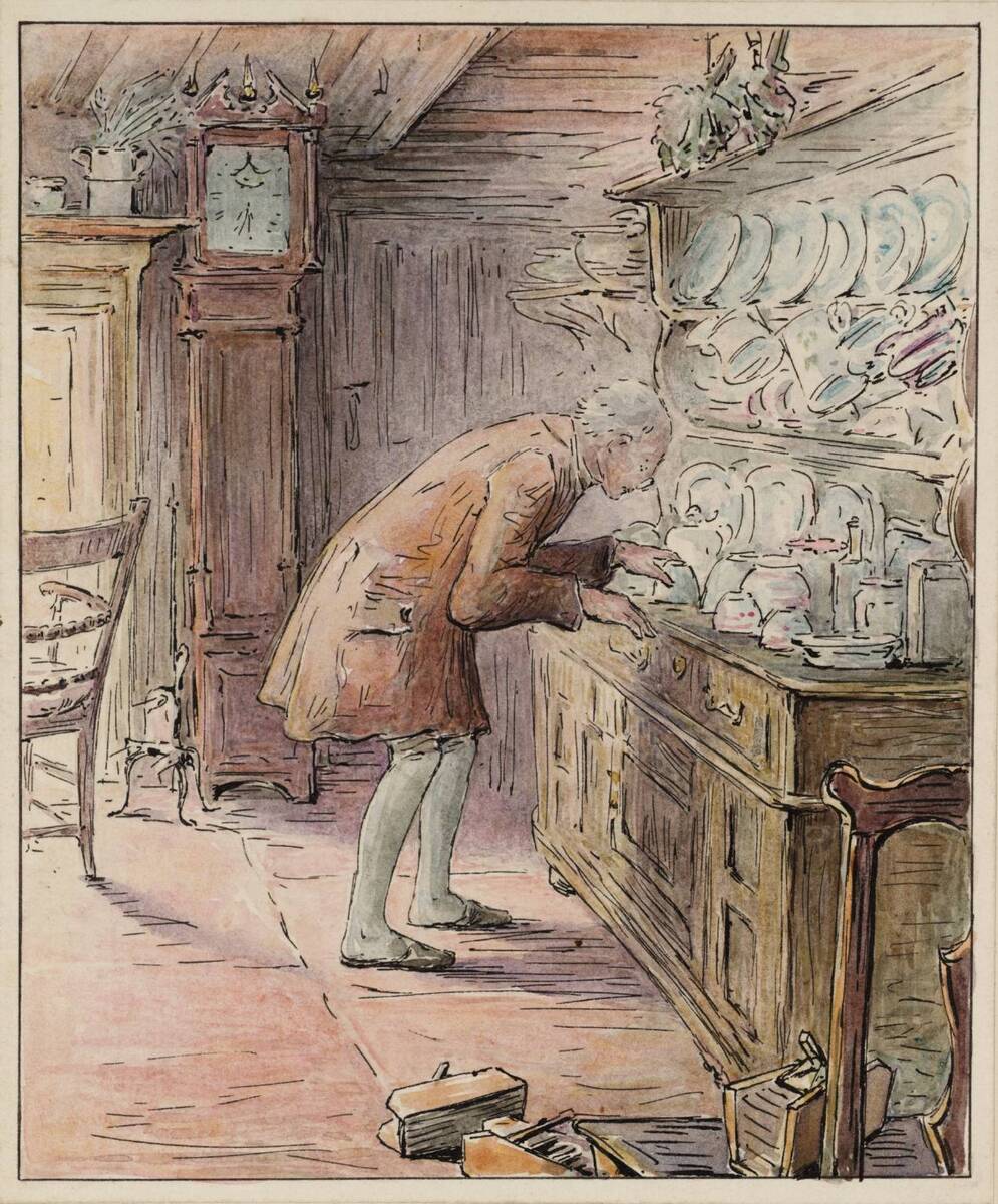 BtrixPotter's tweet image. The Tailor Hears Noises wikiart.org/en/beatrix-pot…