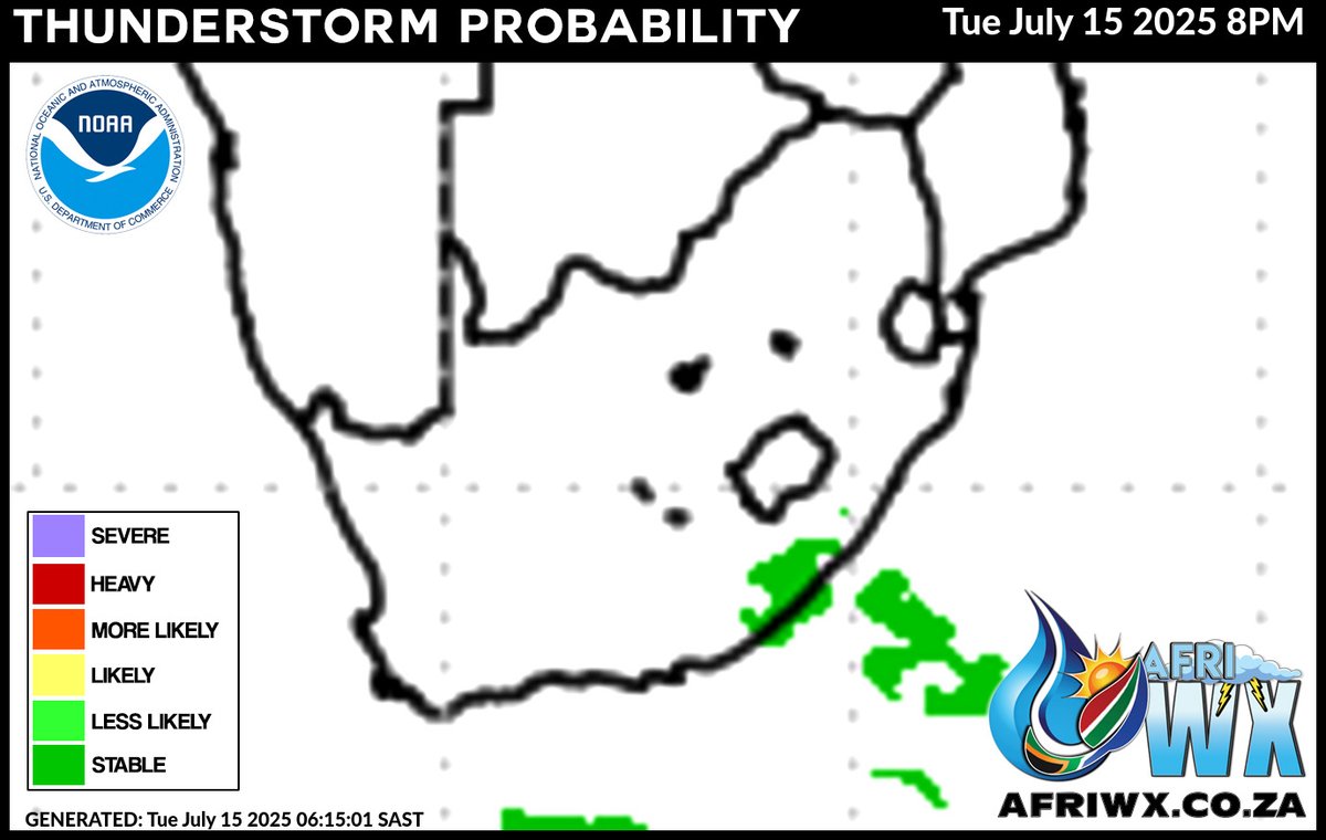 Thunderstorm Probability for Tuesday 15 July 2025 #WeatherUpdate #weathermaps