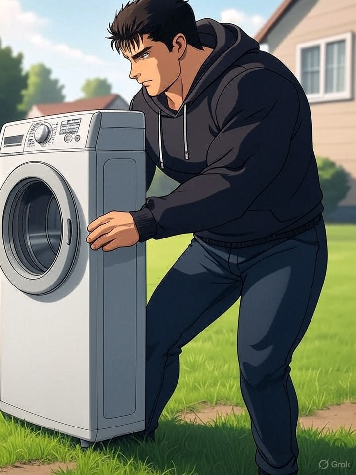 My dad's at the hospital, so there's no one to stop me from moving the old dryer out to the curb. I told the Costco delivery guys to take it when they delivered the new one, but my dad intervened and said it can be fixed so my sister could use it. He let it get wet when it rained