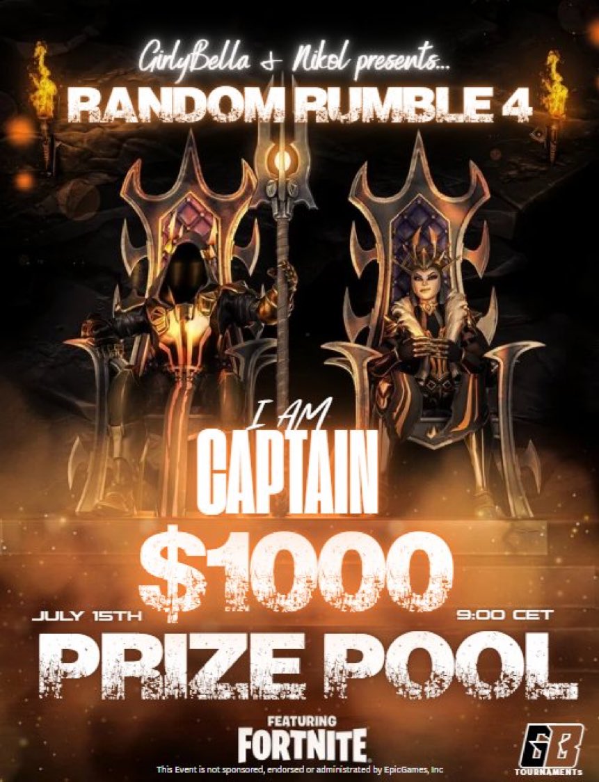 I got a captain spot for the $1K Random Rumble Tourney!!

Thank you so much for the invite <a href="/iGirlyBella/">GirlyBella</a> <a href="/Nikolxx28/">Nicole</a>