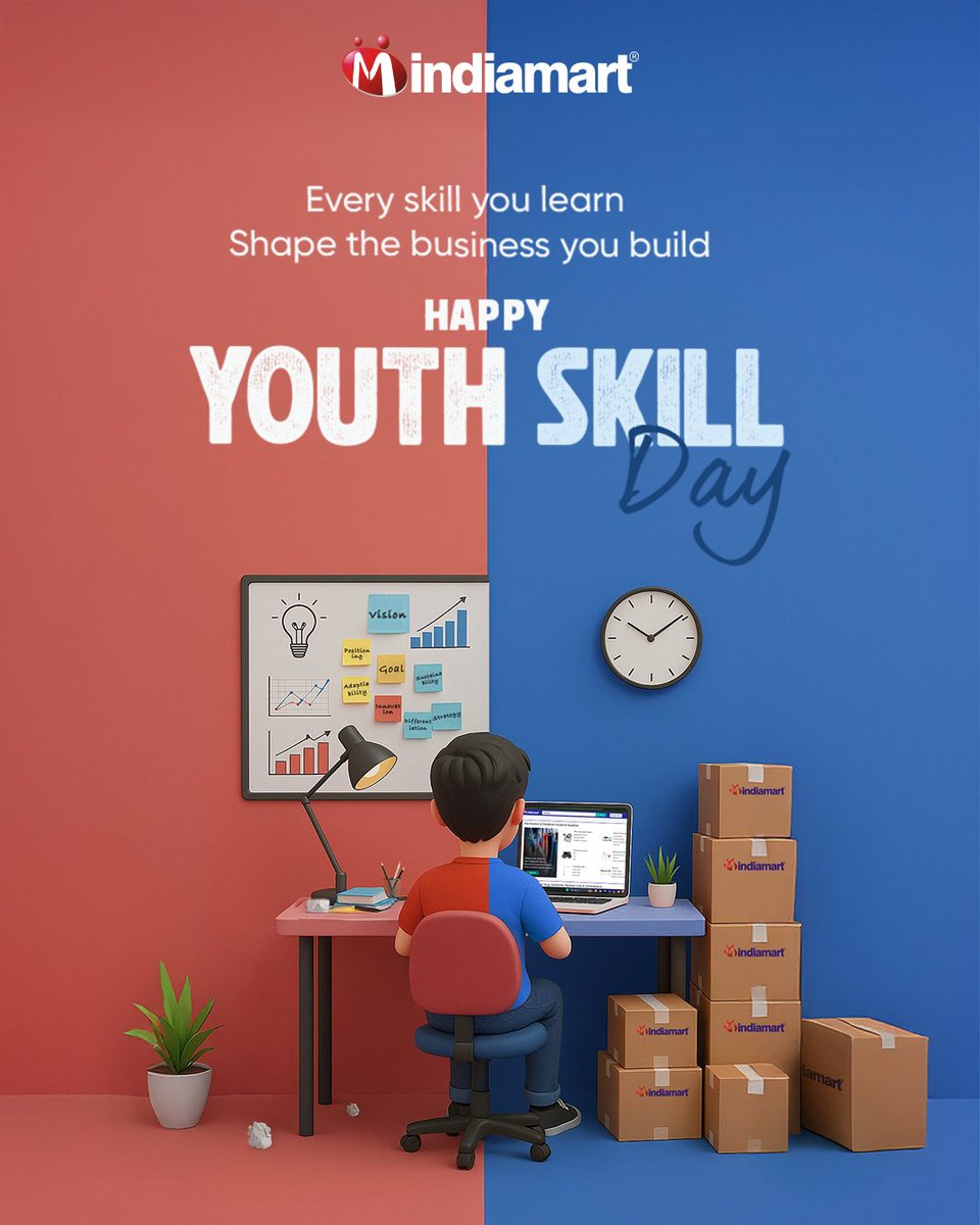 From skill-building to business-building 💼 Happy Youth Skill Day to all curious young minds.

#indiamart #youthskillday #youth #business #skill #enterpreneur #learn #Learning #trending #topical #youthempowerment