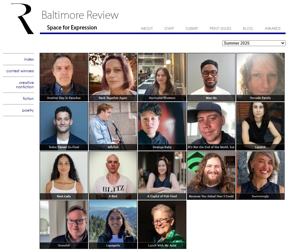 BaltimoreEditor's tweet image. Our summer 2025 issue is live! Thanks to everyone who made this issue possible. baltimorereview.org