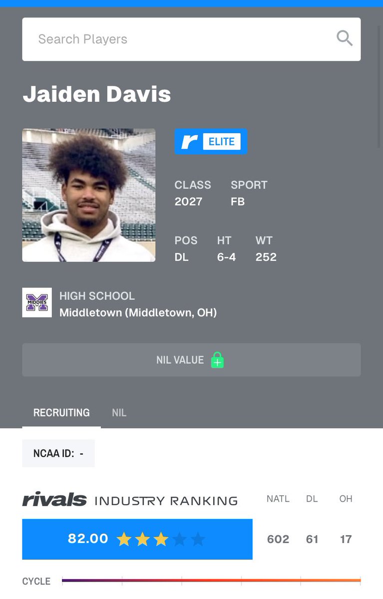 JaidenDavis38's tweet image. Blessed to be ranked a 3 ⭐️! @On3sports @SWiltfong_ @adamgorney @CoachKRJones @Tkinnel_2 @JalinMarshall @midtownmiddies