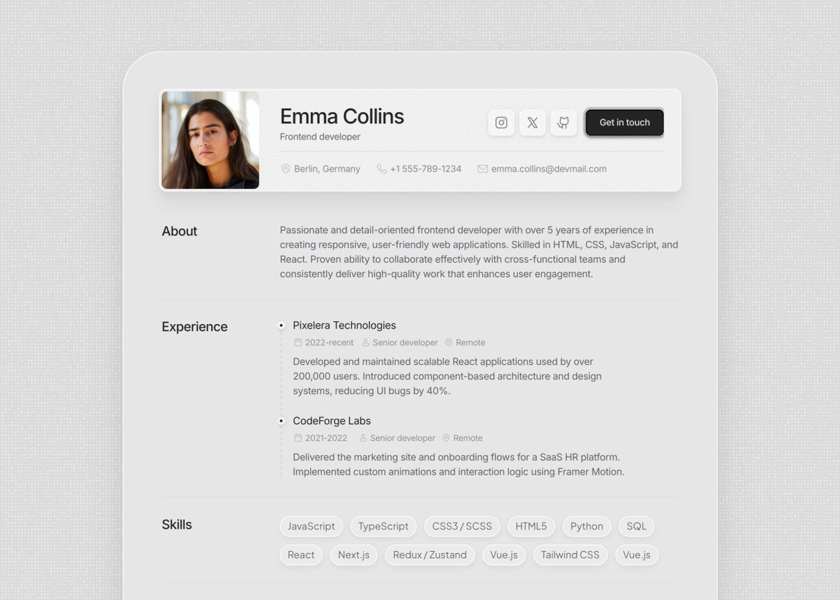 I’ve been putting this off for months, but finally decided to finish the CV template in Framer.
Going live very soon.