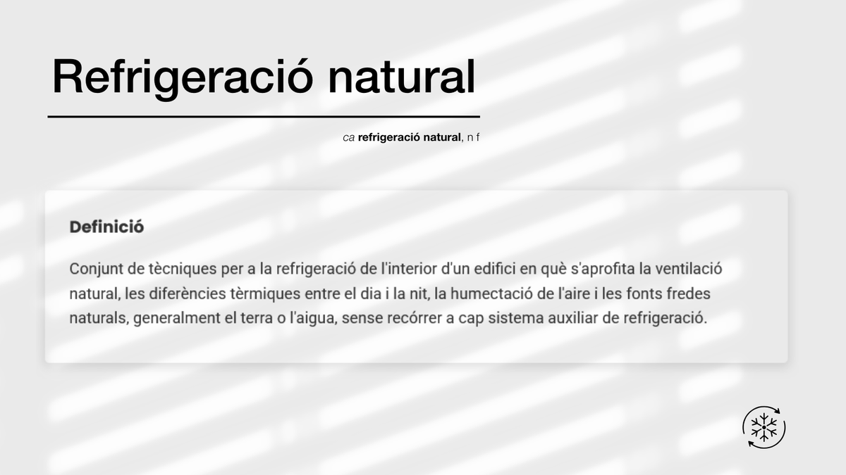 ☀️ Abans d’engegar ventiladors o aire condicionat, obre finestres i portes durant les hores més fresques, com la nit 🌙 

⬇️ Refrescaràs la casa sense #ConsumEnergètic 

🔗 Més informació: icaen.gencat.cat/ca/energia/uso… 

📖<a href="/termcat/">Termcat</a>