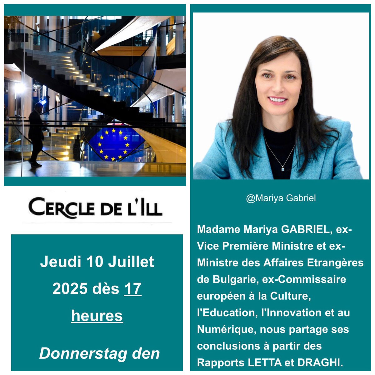 Mariya Gabriel (@gabrielmariya) on Twitter photo Quel avenir pour l’Europe sur la base des rapports <a href="/EnricoLetta/">Enrico Letta</a> et Draghi?
Mission accomplie “Le Cercle de l’Ill”!
Merci au President Patrick François et à tous les participants de faire vivre une Europe qui relève les défis avec expérience, dialogue et actions concrètes. Quel avenir pour l’Europe sur la base des rapports <a href="/EnricoLetta/">Enrico Letta</a> et Draghi?
Mission accomplie “Le Cercle de l’Ill”!
Merci au President Patrick François et à tous les participants de faire vivre une Europe qui relève les défis avec expérience, dialogue et actions concrètes.
