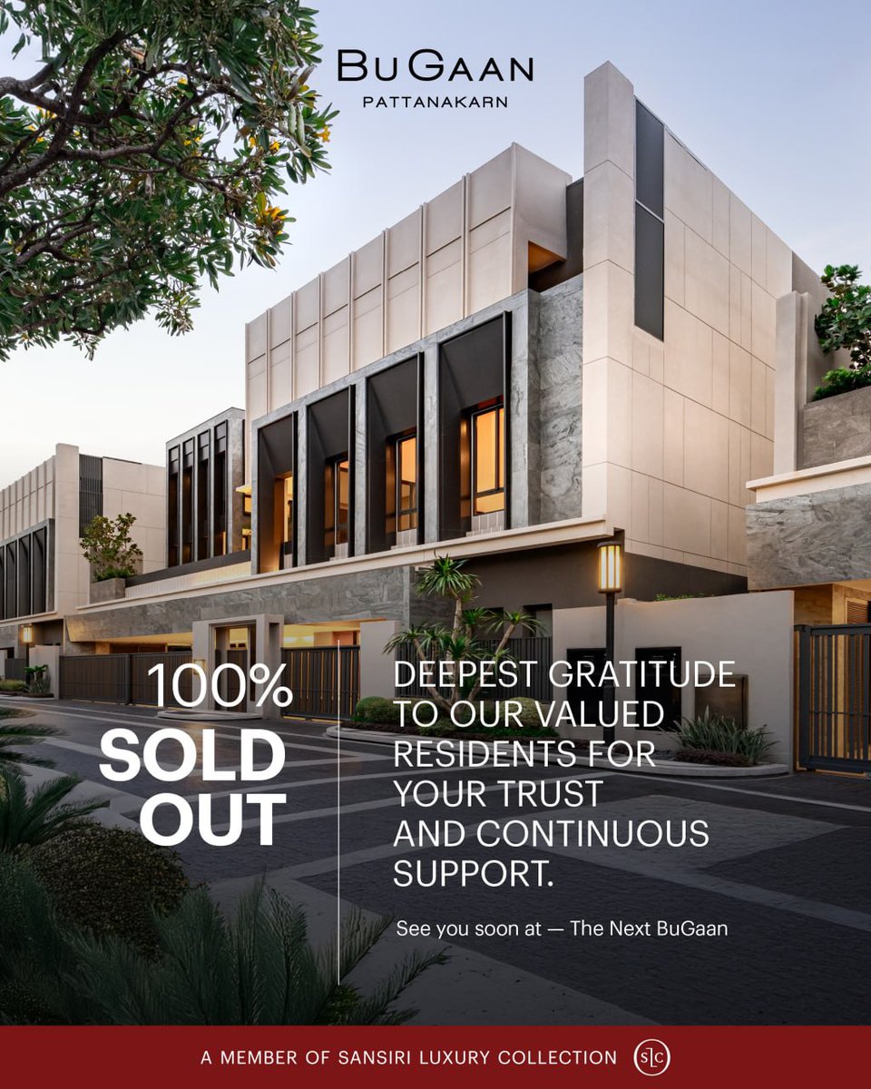 SansiriPLC's tweet photo. BuGaan Pattanakarn
𝐒𝐎𝐋𝐃 𝐎𝐔𝐓
We are proud to announce that our ultra-luxury residences — are now fully sold.
A heartfelt thank you to our valued residents and customers for your trust and belief in our philosophies.
This milestone would not have been possible without your continued support.
Here’s to the next chapter of refined living.