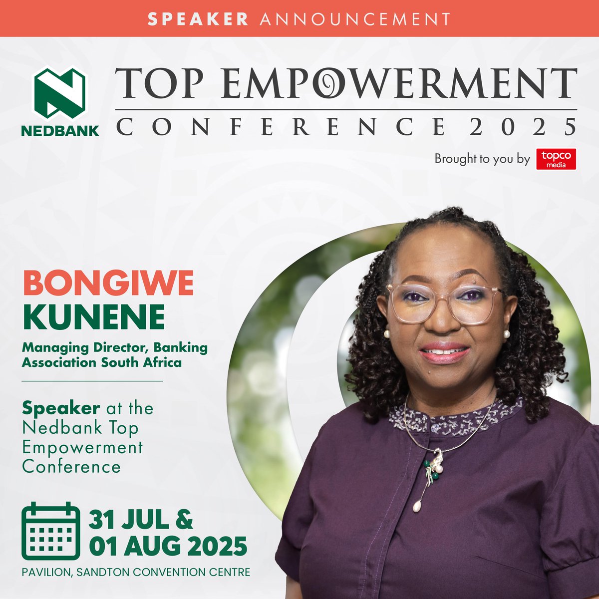 TopEmpowerment (@topempowerment) on Twitter photo From <a href="/GautengProvince/">Gauteng Provincial Gov</a> to the <a href="/WorldBank/">World Bank</a>, Bongiwe Kunene has shaped policy at every level.
Now, as <a href="/BankingZA/">The Banking Association South Africa</a> MD, she’s bringing global insight to the #NedbankTopEmpowerment conference 2025.
🎟 Book your seat: hubs.la/Q03vBFNR0
#Transformation #EconomicInclusion From <a href="/GautengProvince/">Gauteng Provincial Gov</a> to the <a href="/WorldBank/">World Bank</a>, Bongiwe Kunene has shaped policy at every level.
Now, as <a href="/BankingZA/">The Banking Association South Africa</a> MD, she’s bringing global insight to the #NedbankTopEmpowerment conference 2025.
🎟 Book your seat: hubs.la/Q03vBFNR0
#Transformation #EconomicInclusion