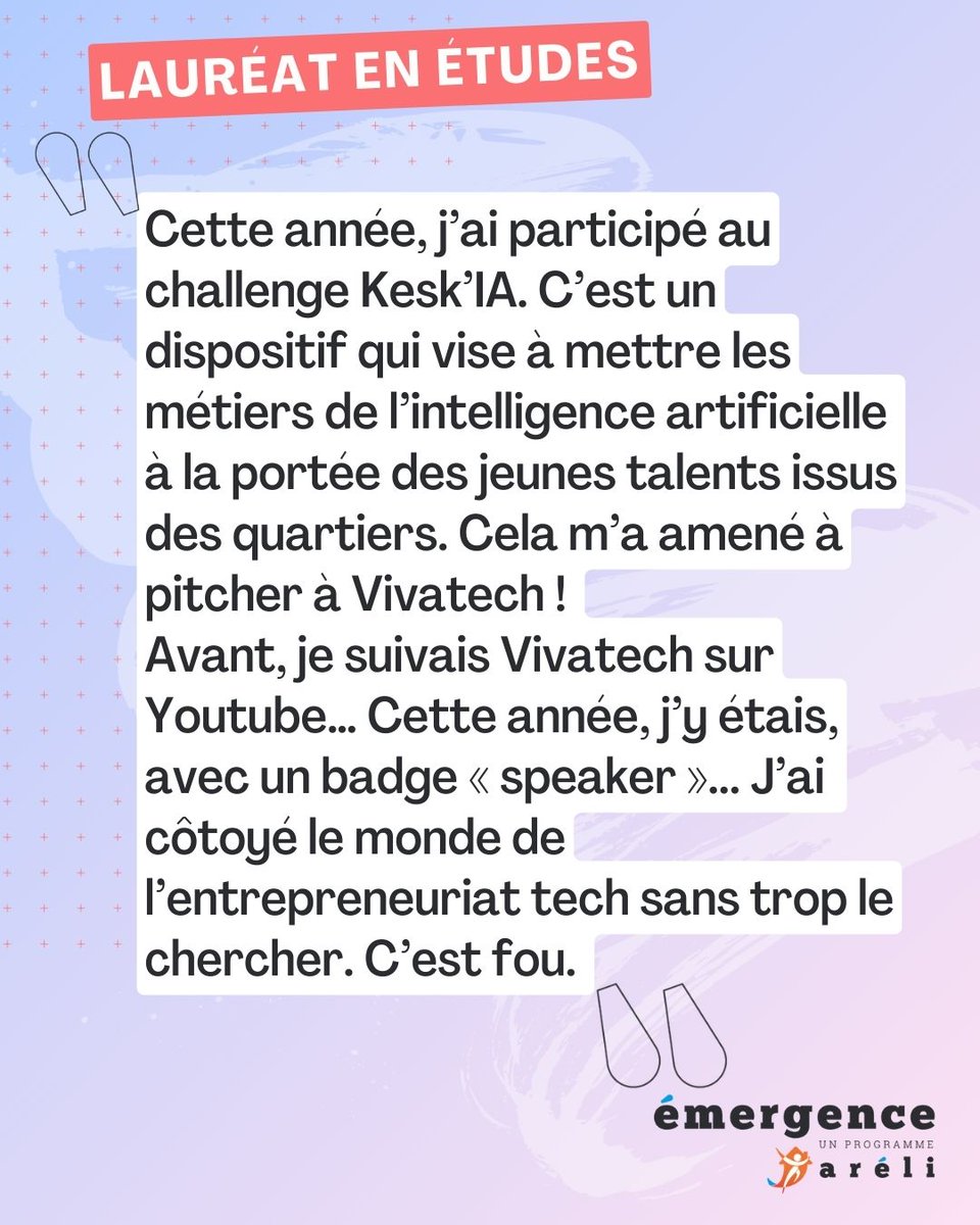 [LAUREATS] [PARCOURS] [PORTRAIT] 👏
Lauréat de la promo 2024, Ahmed Ghemari, en prépa intégrée à l’école d’ingénieurs <a href="/cesi/">CESI</a>, a vu sa vie et ses projets prendre un nouvel élan cette année.

👉 Lire ici son portrait :
areli.fr/.../09/ahmed-g…