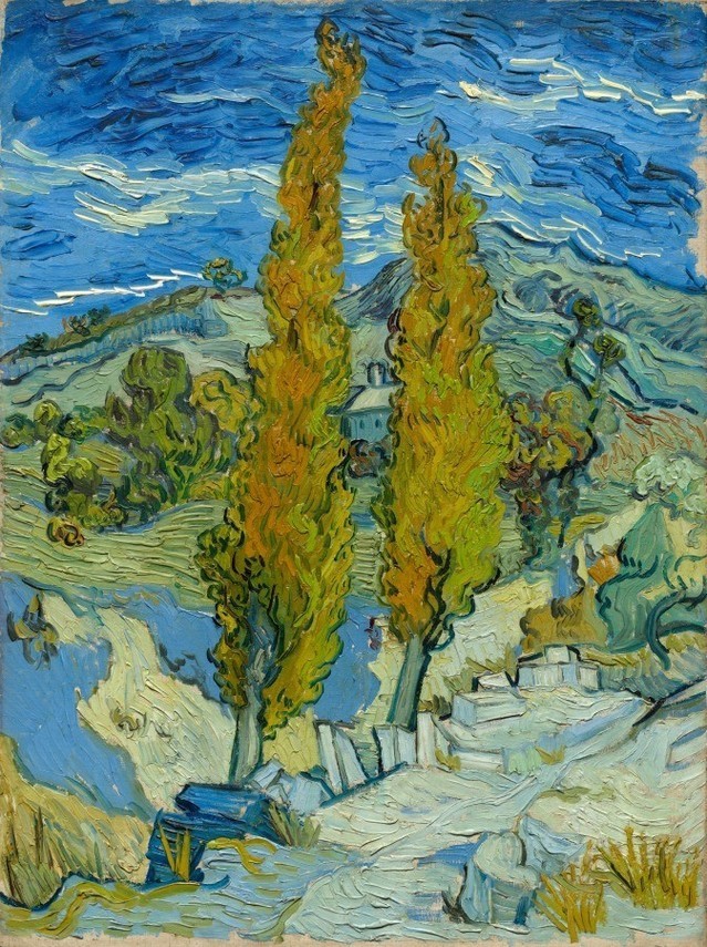 During his stay at a psychiatric institution near Saint-Rémy, in the South of France, Van Gogh painted this autumnal landscape. Although initially restricted to painting in his room, he soon resumed working outdoors. 🖌️
 🖼️ © The Cleveland Museum of Art