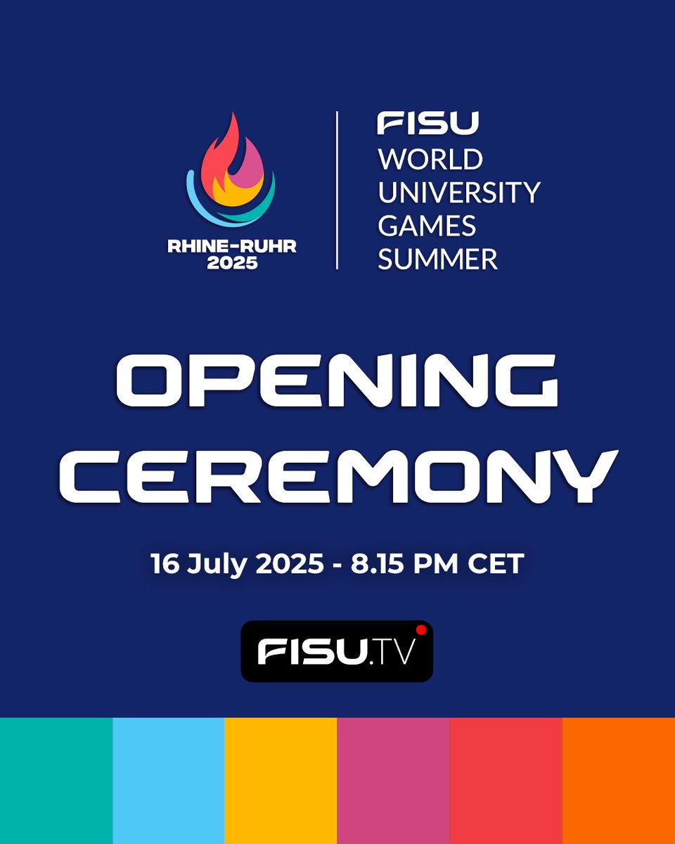 FISU's tweet image. ๐
๐๐๐ ๐๐ Schedule ๐ฟ
Follow #RhineRuhr2025 ๐
๐๐๐ ๐๐จ๐ซ๐ฅ๐ ๐๐ง๐ข๐ฏ๐๐ซ๐ฌ๐ข๐ญ๐ฒ ๐๐๐ฆ๐๐ฌ on FISU TV fisu.tv/browse
๐๏ธ16-27 July 2025
#FISUGames #Unisport
