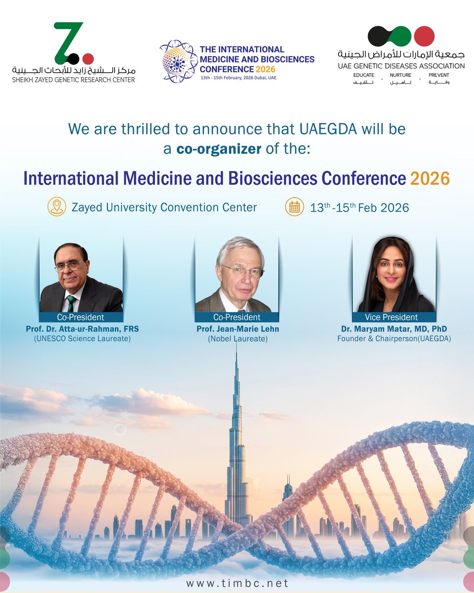 The 22nd Eureka Science Translational Medicine Conference ( TIMBC 2026), organized in collaboration with the UAEGDA, is here!
Join us at TIMBC 2026: The International Medicine &amp; Biosciences Conference to shape the future of healthcare &amp; research.
#TIMBC2026 #Biosciences