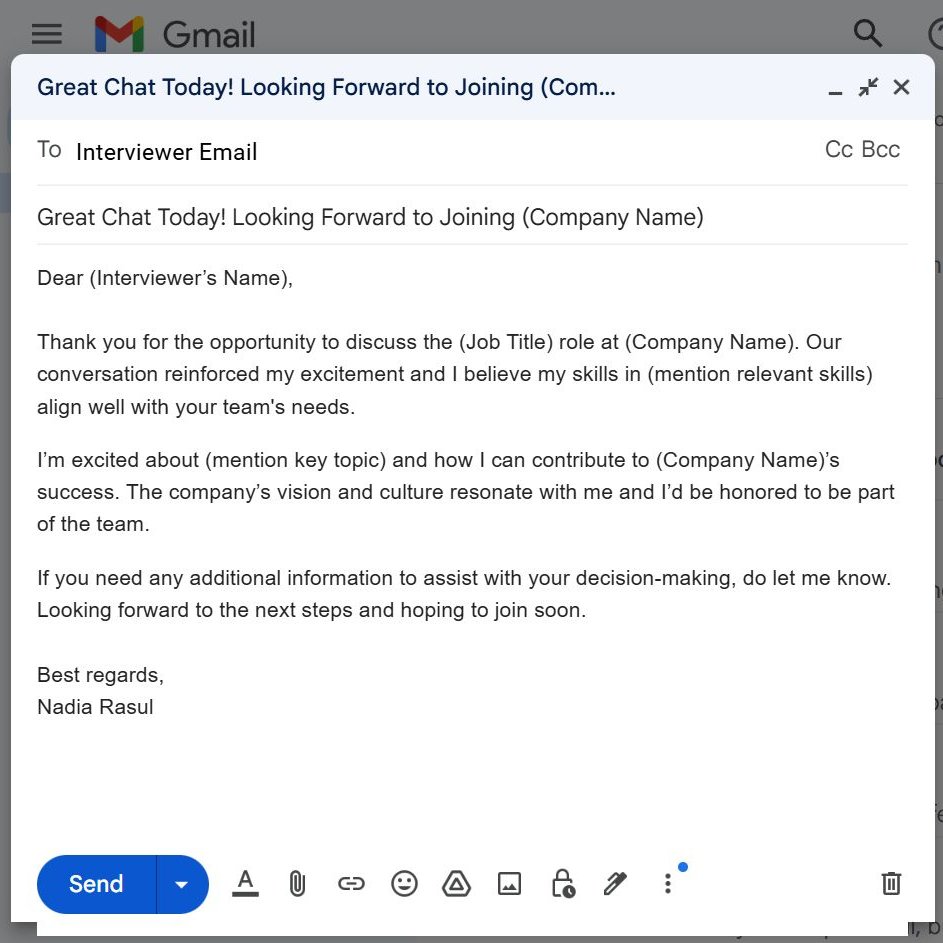 JOBCORNER247's tweet image. Send this email after your Phone Call interview 📧

it will leave a good impression to interviewer ⬇️
