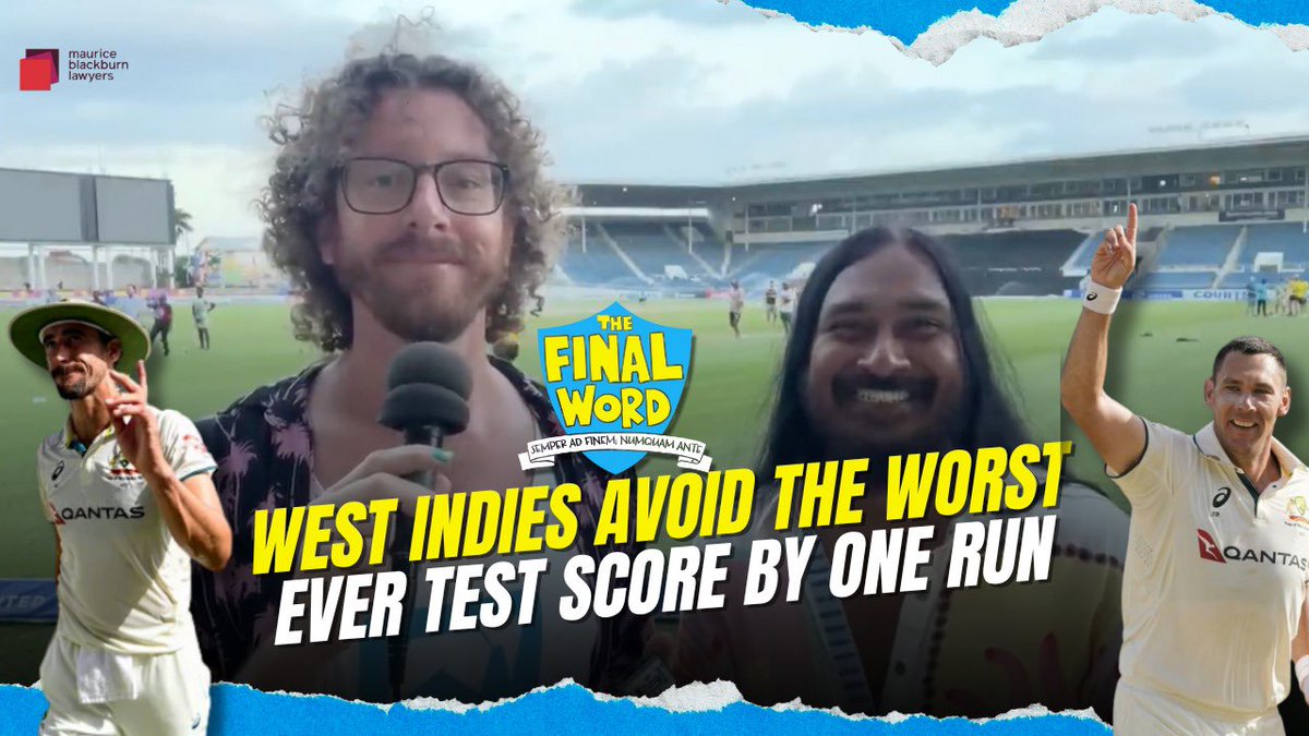 Final_Word_Pod's tweet image. #WIvsAUS: It’s hard to put this one into words. West Indies hit the lowest ebb in a century of proud cricket, bowled out for 27. On the other hand, Boland’s hat-trick and Starc’s 6-for made history.
Geoff Lemon joins Bharat Sundaresan.
Listen in: pod.fo/e/2fbd92