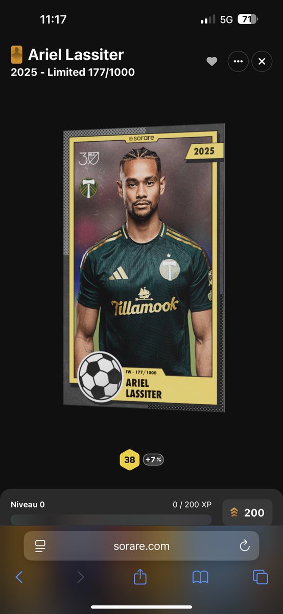 GIVEAWAY 🎁 Sorare 

Ariel Lassiter est a gagner !! 🫰🏻
TAS le vendredi 18 juillet 2025  !!⏳
Pour participer :

✅ follow me 
✅ Retweet et like le post
✅ Commente ton nom Sorare 

Bonne chance 🍀 à tous ! #Concours #Sorare #Giveaway #Limited #soraregiveaway