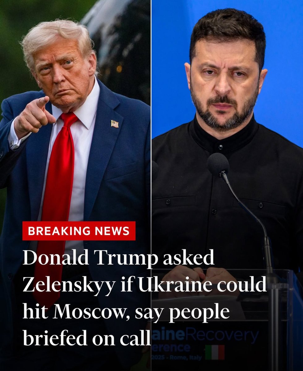 ABD Başkanı Trump, Ukrayna Devlet Başkanı Zelenski ile son telefon konuşmasında "Mümkünse verdiğimiz füzelerle Moskova'yı da vurun" demiş. 
Ukrayna'ya destek konusunda inişli çıkışlı grafik çizen Trump son olarak Putin'e çok kızgın olduğunu ve 50 gün süre verdiğini söylemişti.