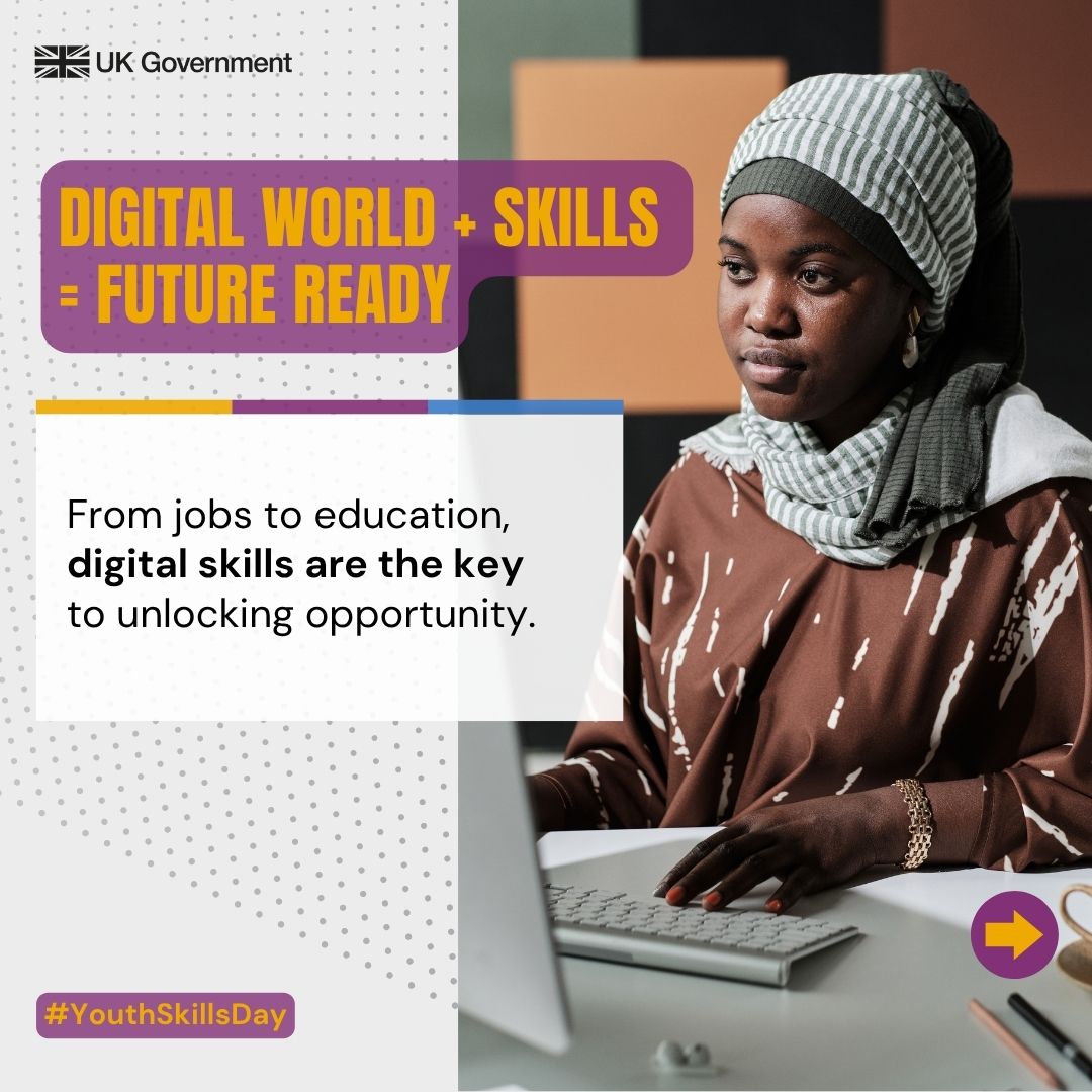 UK_AfricanUnion's tweet image. This #YouthSkillsDay, the 🇬🇧 UK celebrates young Africans driving economic growth through AI, digital and green innovation.
Together, we’re investing in equipping youth with the skills to thrive in the future of work.
#WorkLifeReady #GoFarGoTogether #WYSD2025
