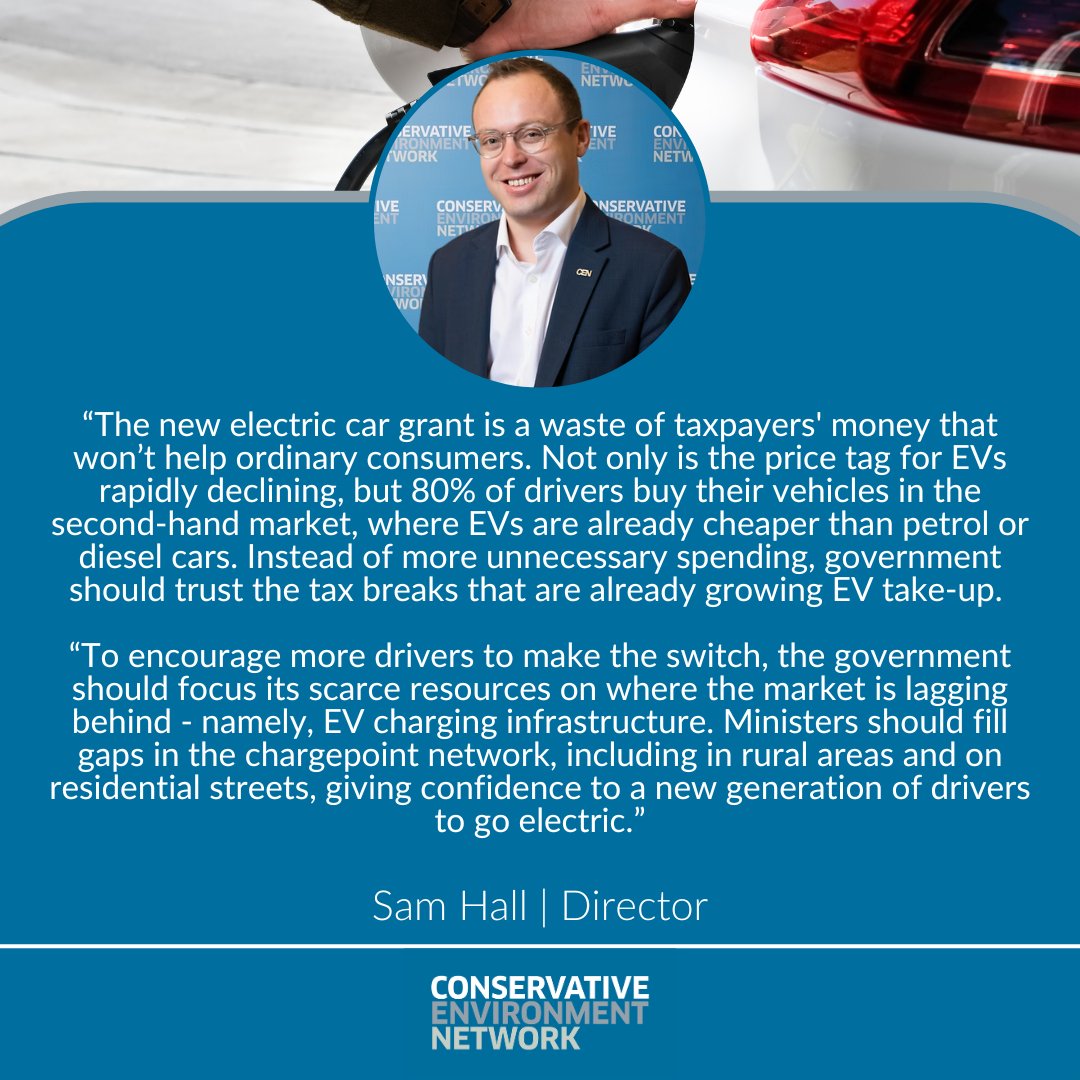 CEN_HQ's tweet image. Labour's new electric car grant is a waste of taxpayers' money.
It won't help ordinary drivers.
We should make it easier to switch to EVs. But that means improving charging infrastructure.