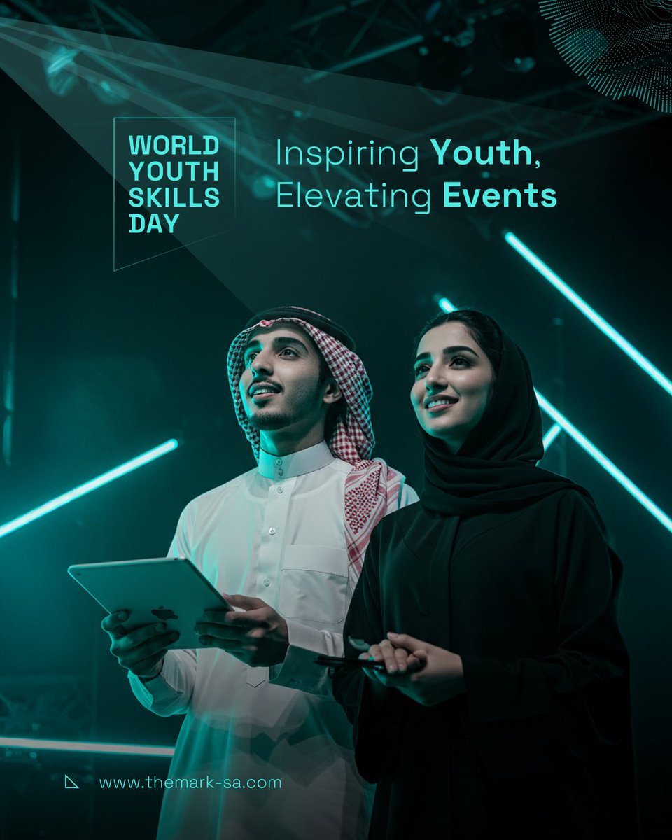 TheMark_Ksa's tweet image. Celebrating World Youth Skills Day, we honor the young professionals who power every event with skill and precision.
Their talent lights up venues and elevates every experience.

#WorldYouthSkillsDay #اليوم_العالمي_لمهارات_الشباب
 #TheMark #Event