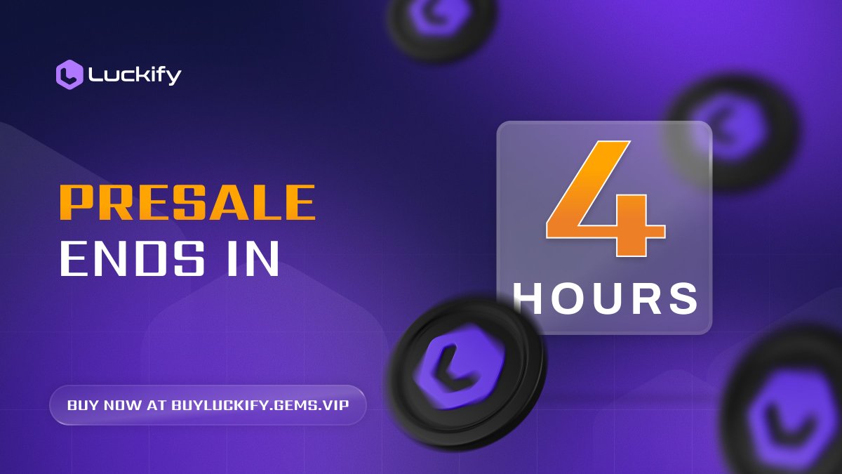 Luckify's sale on <a href="/Gems_Launchpad/">Gems Launchpad</a> is entering its final hours! There are less than 5 hours left to change your $LUCK and secure your tokens in the second and final round. be part of the future of verifiable randomness. The clock is ticking!