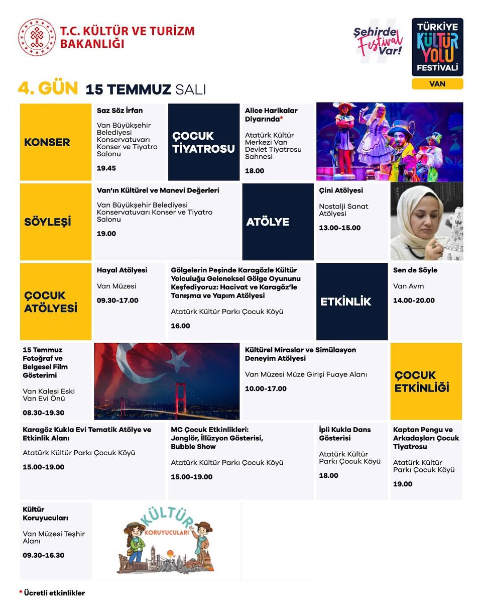 Van Kültür Yolu Festivali 4.Gün (Salı) Programı  📢 #kültüryolufestivali #van
