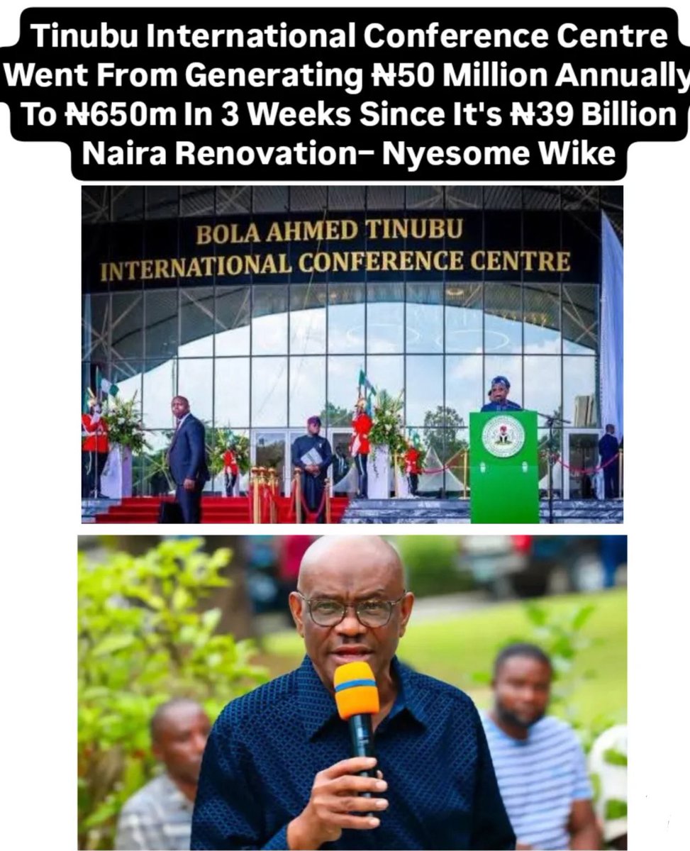 27Batallion's tweet photo. Tinubu International
Conference Centre Generated #650m In 3 Weeks, against the N50m it was previously doing.
Oya, make una add fire to this talk…🤣.
#AsiwajuGovernmentisWorking. https://t.co/Ctas0YDVhU