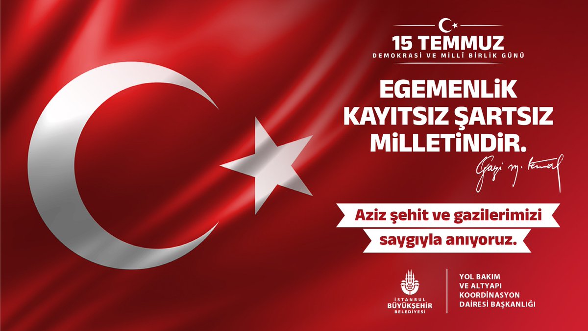 “Egemenlik kayıtsız şartsız milletindir.”

Aziz şehit ve gazilerimizi saygıyla anıyoruz.