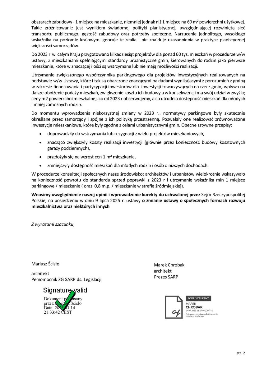 PZFD_'s tweet image. SARP o wskaźnikach 🅿️parkingowych w specustawie mieszkaniowej
📢Stowarzyszenie Architektów Polskich alarmuje, że narzucenie jednolitego, krajowego wskaźnika 1,5 miejsca parkingowego na mieszkanie(1,0 w strefach śródmiejskich) znacząco utrudnia zrównoważony rozwój miast. Taka…