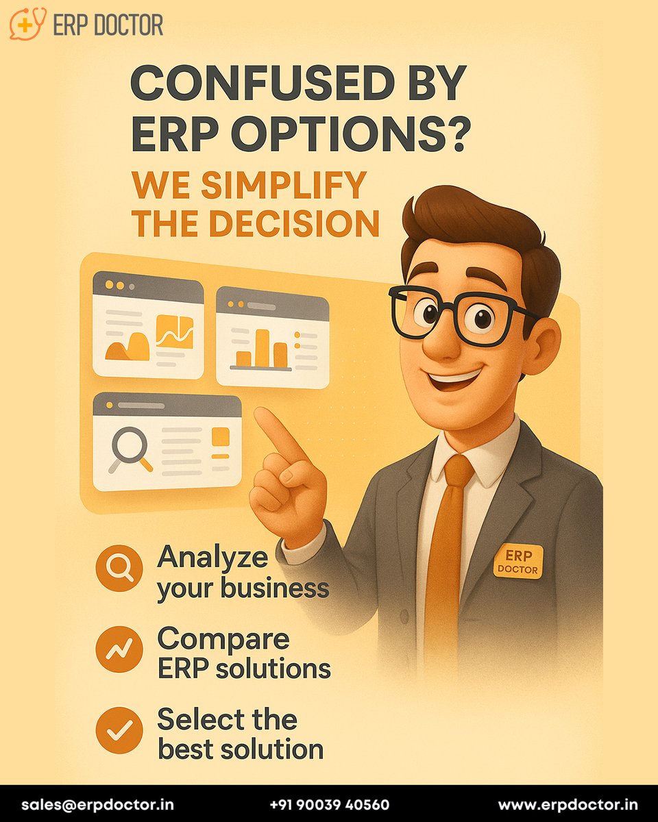 ErpDoctor's tweet image. Confused by too many ERP options? 🤯
We simplify the decision — with expert guidance, clear comparisons &amp;amp; tailored solutions.
Choose smarter, grow faster.

🌐 erpdoctor.in
📞 +91 9003940560
#ERPSimplified #SAPBusinessOne #ERPExperts #SMEGrowth