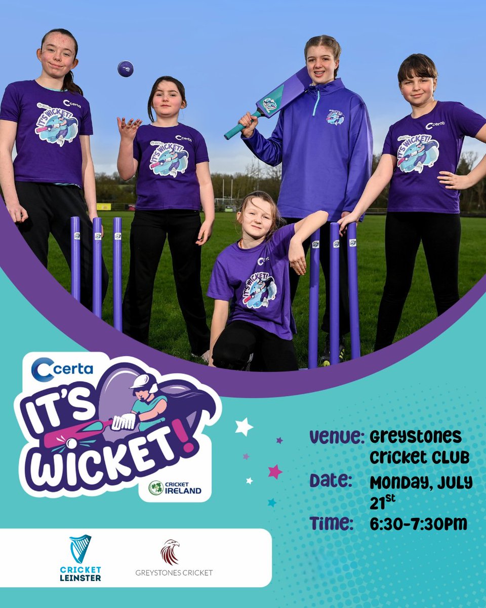 Cricket Ireland Participation (@ciparticipation) on Twitter photo ๐ ๐๐ญโ๐ฌ ๐๐ข๐๐ค๐๐ญ! is coming to <a href="/Greystones_c_c/">Greystones Cricket Club</a>!
For girls aged 12โ15 โ try something new, hang out, and make it your own โจ
๐๏ธ Monday, 21st July | โฐ 6:30-7:30pm
๐ Spaces still available: mycricket.sport80.com/public/wizard/โฆ
#ItsWicket #YourGameYourWay #CricketIreland ๐ ๐๐ญโ๐ฌ ๐๐ข๐๐ค๐๐ญ! is coming to <a href="/Greystones_c_c/">Greystones Cricket Club</a>!
For girls aged 12โ15 โ try something new, hang out, and make it your own โจ
๐๏ธ Monday, 21st July | โฐ 6:30-7:30pm
๐ Spaces still available: mycricket.sport80.com/public/wizard/โฆ
#ItsWicket #YourGameYourWay #CricketIreland